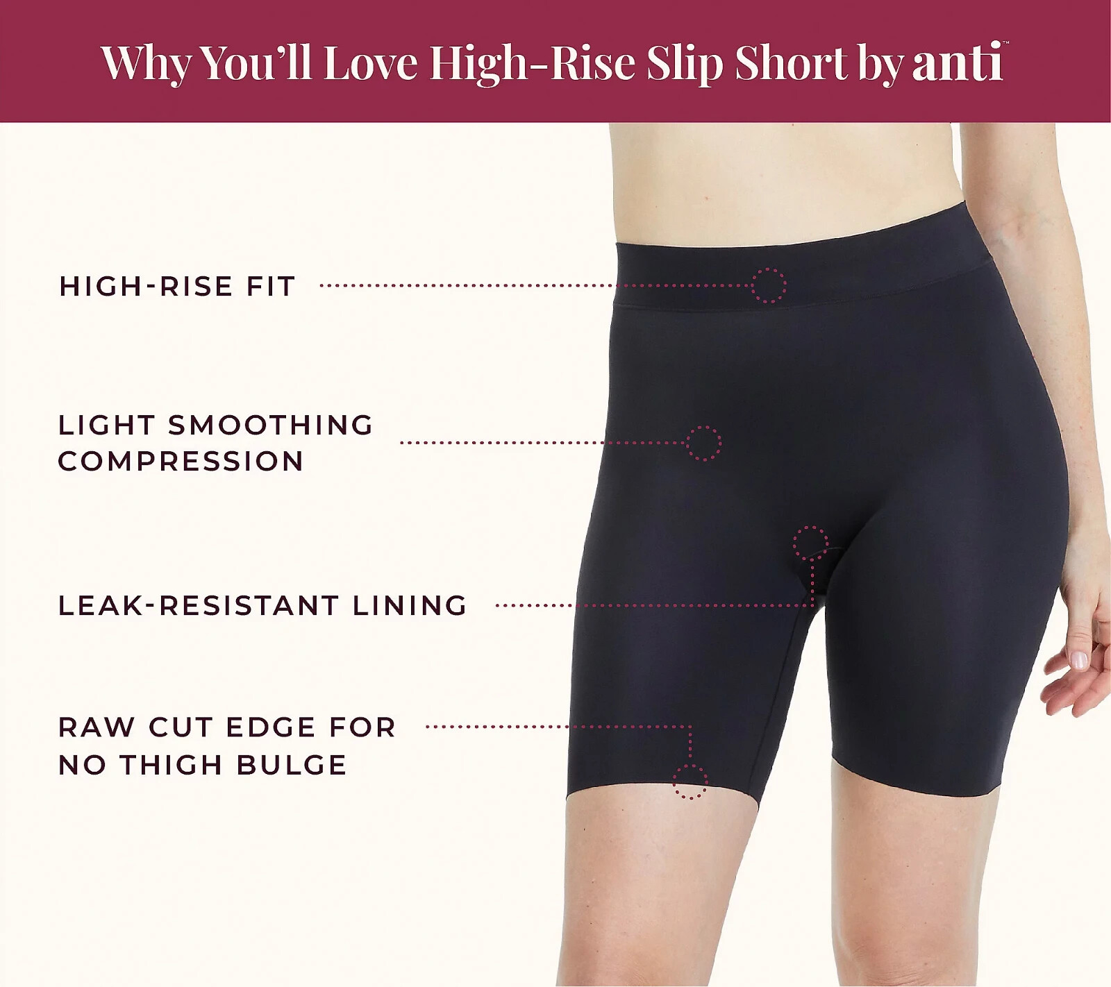 Anti x Proof High Waist Smoothing Slip Short Panties~Medium~A544105 5598