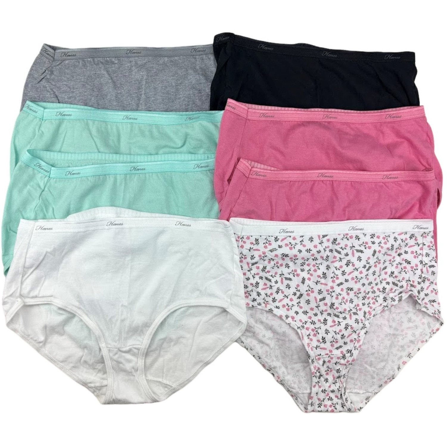 Hanes Cotton Briefs Underware Lot Sz 6 Medium 8 Pair Women’s Pink White Black