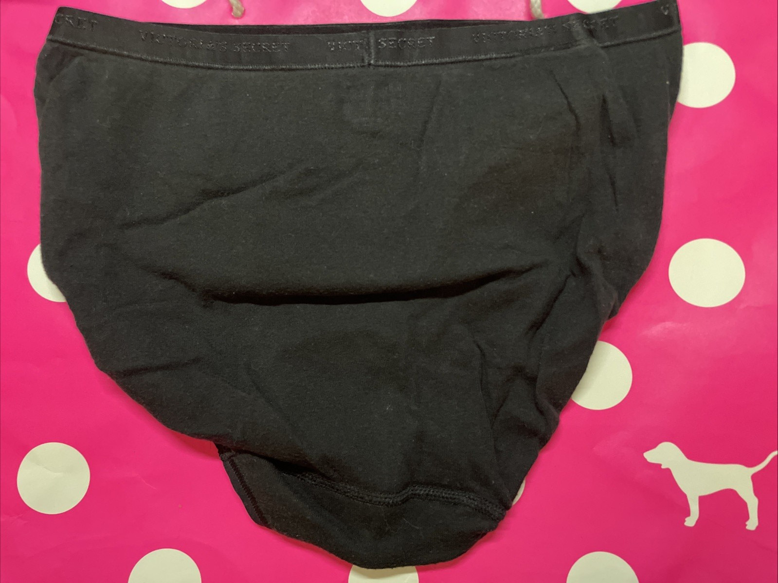 2008 VTG Victoria Secret Cotton Signature Logo Waist High Leg Brief Panties M
