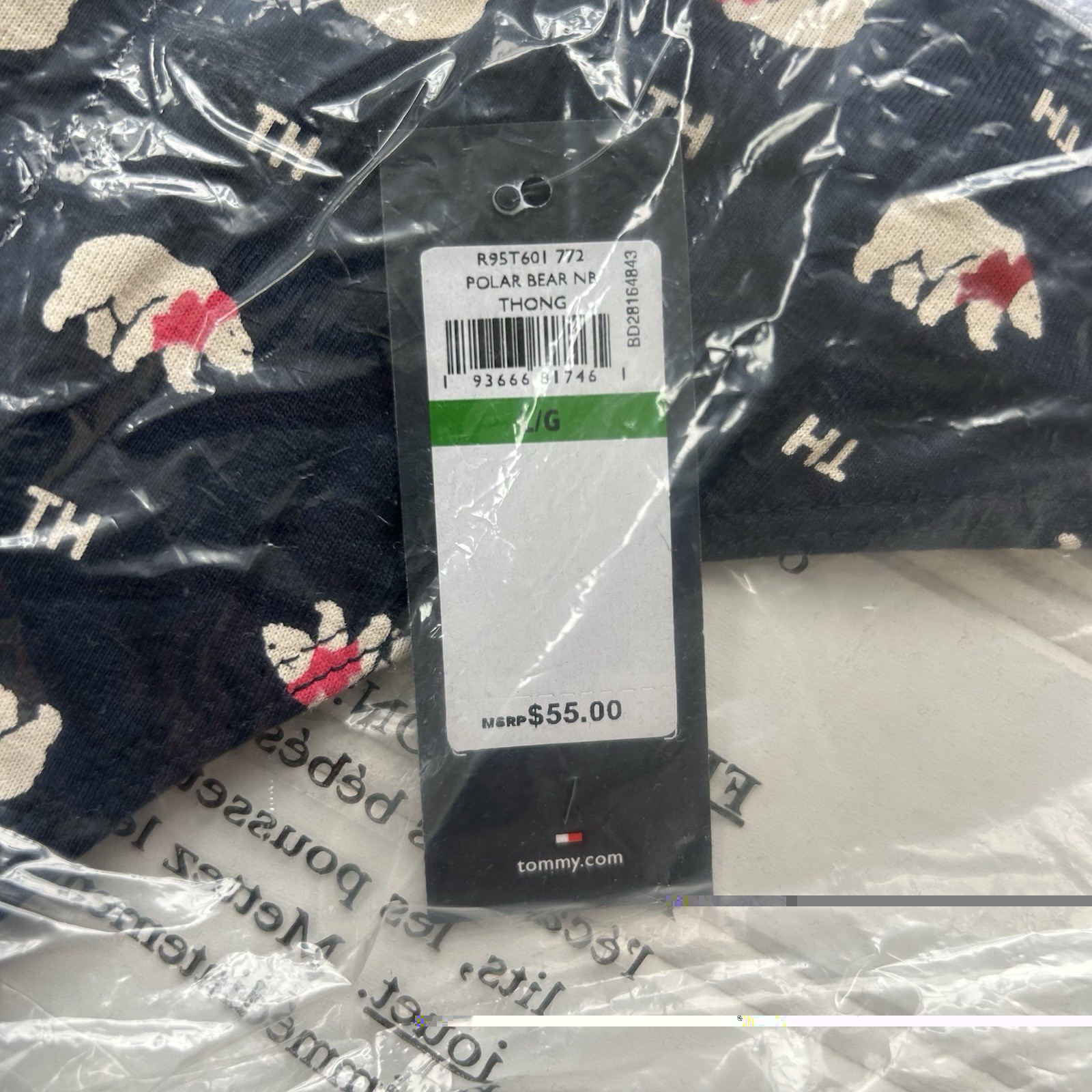Tommy Hilfiger Women’s Cotton Thong Underwear Panties 5-Pack Large Polar Bear