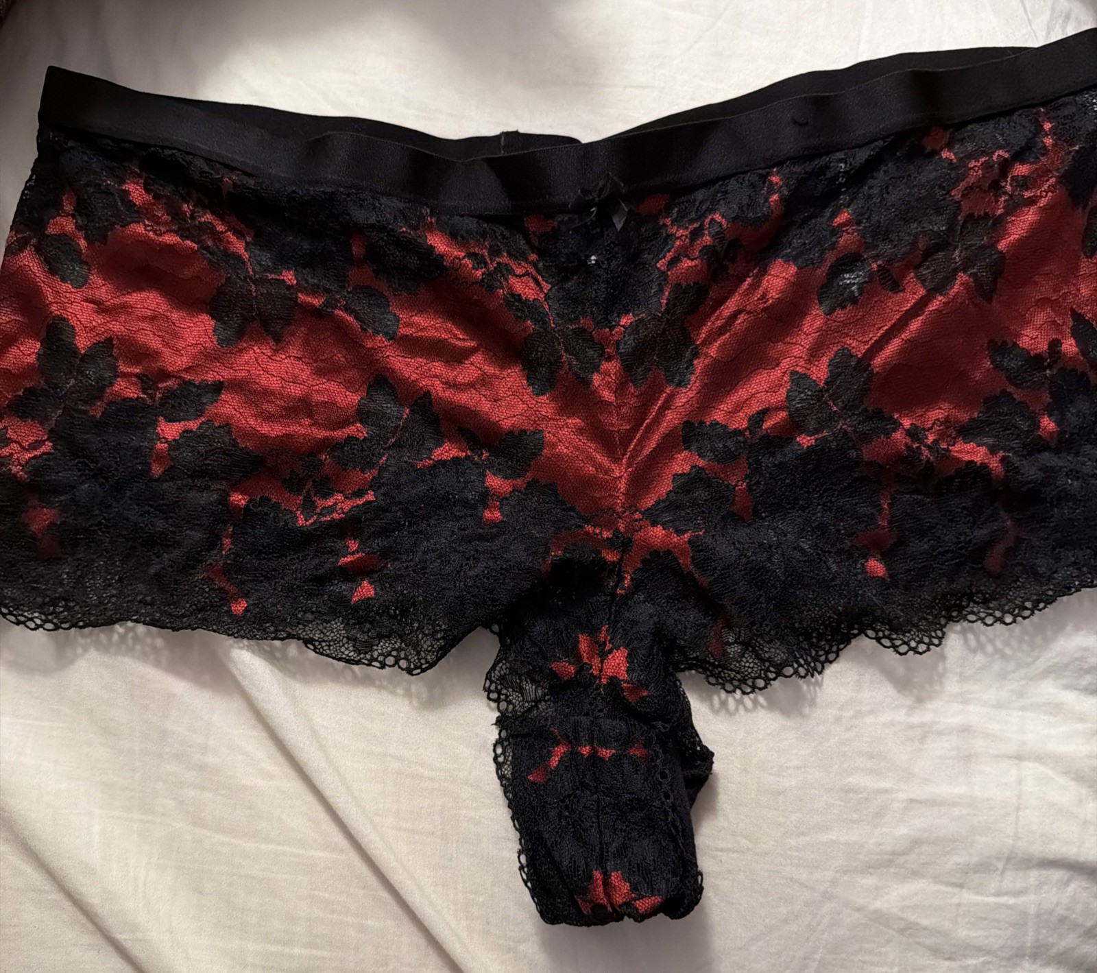 Torrid Curve Cheeky Panty Red Black Lace Size 1 Ultra Sexy! Hipster Short