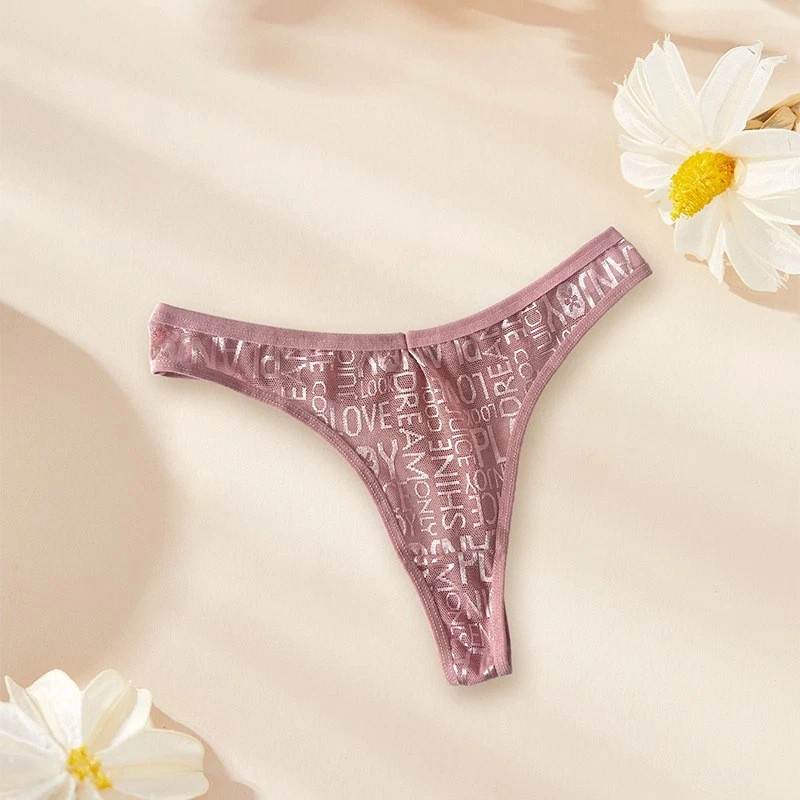 6 Pack Lot Sexy Womens Letter Print Thongs Panties Underwear Lingeries Briefs