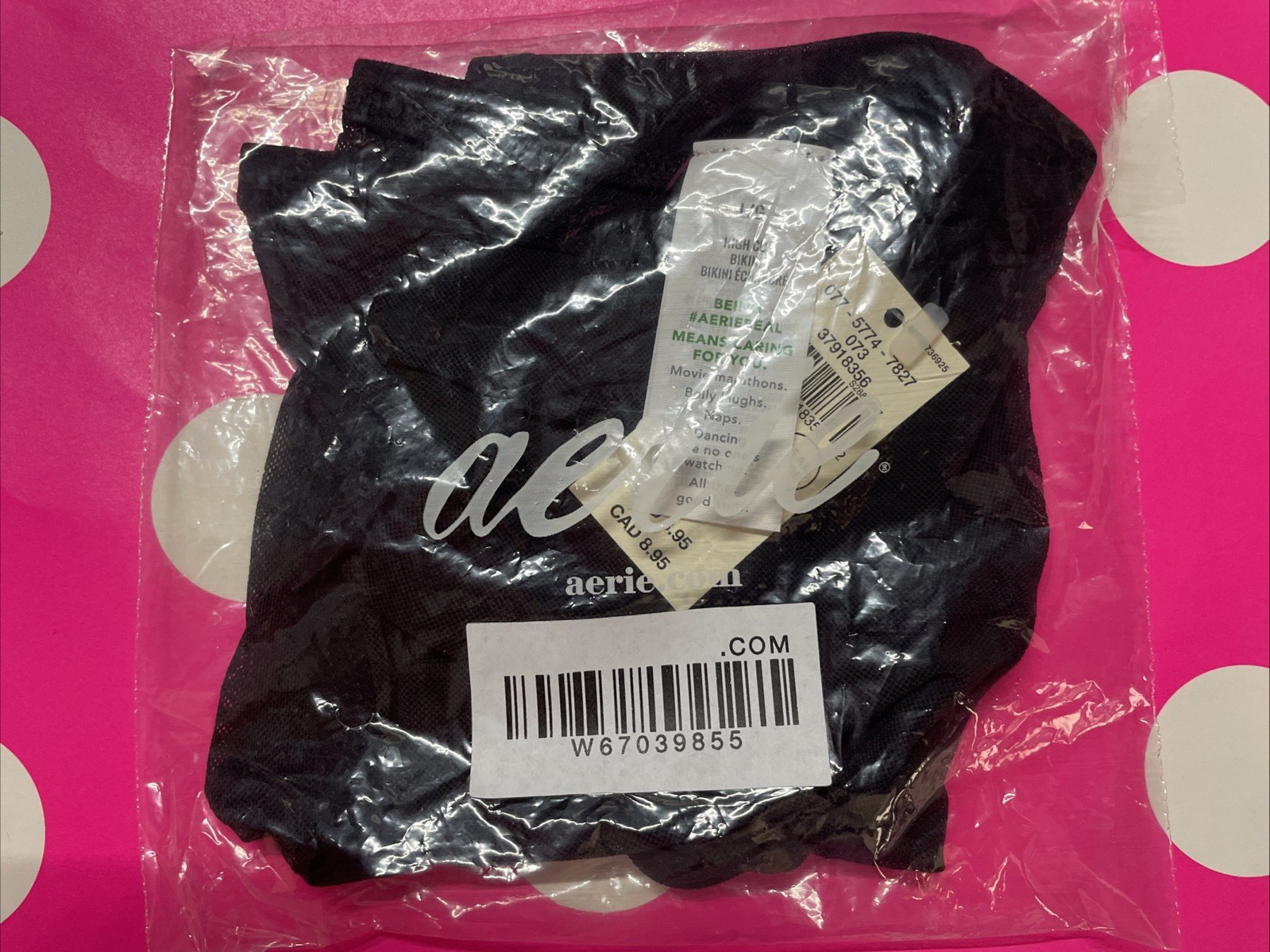 NWT AERIE American Eagle High Cut Bikini Panties L Panty Sheer Mesh Black