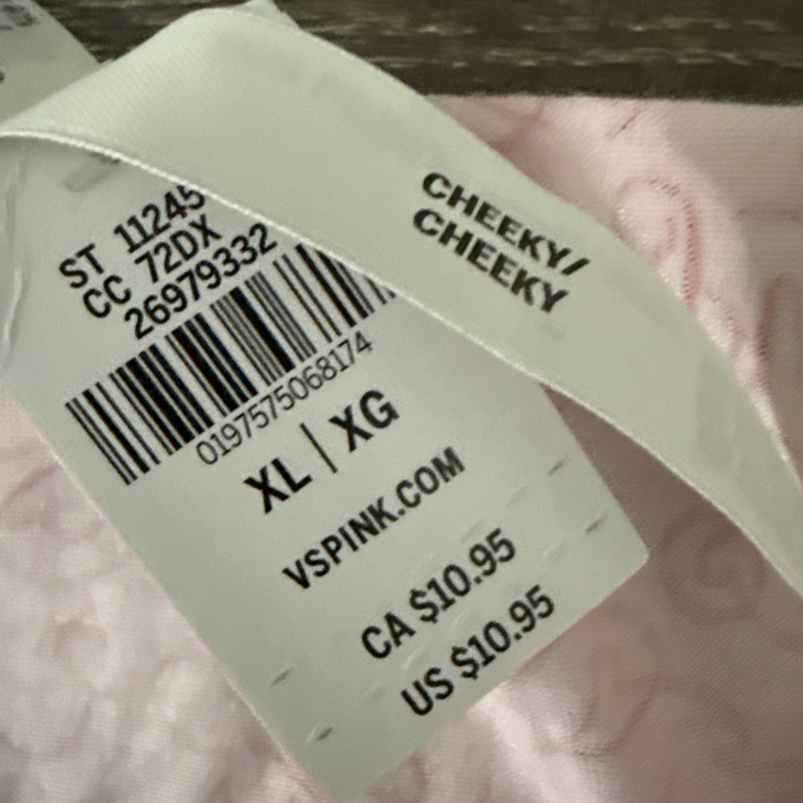 Pink By Victoria’s Secret, Xl Pink Script Stretch, Smooth, Cheeky Panties