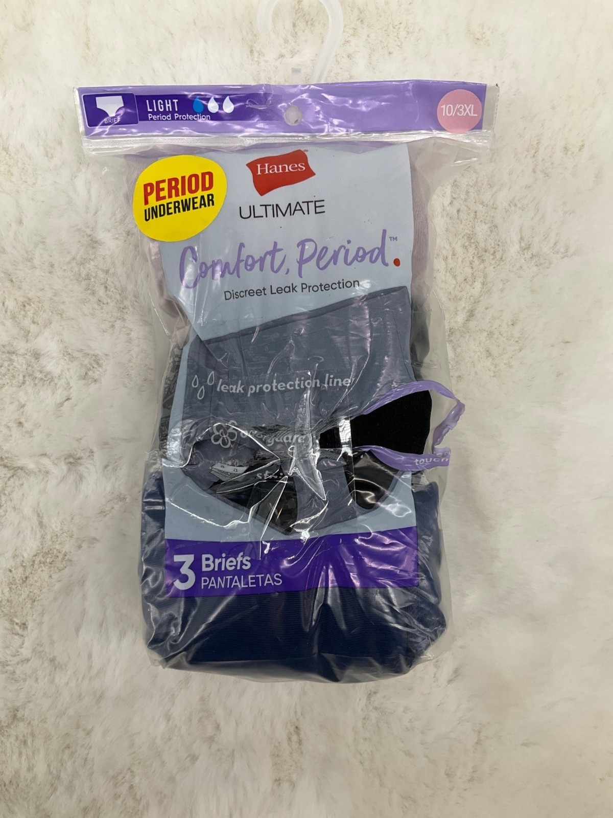 Hanes 3 pr. Ultimate Brief Light Comfort Period Protection Underwear Size 3XL