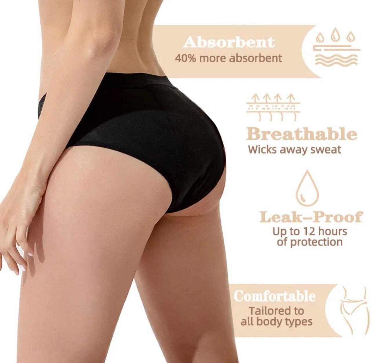 Real Fine Women’s Heavy Flow Leak Proof Underwear Panties Briefs Size 3XL