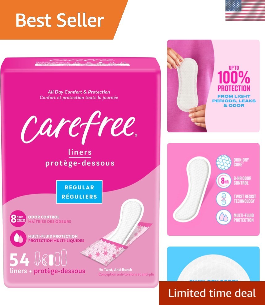 Panty Liners for Women Regular Unscented 54ct All Day Freshness