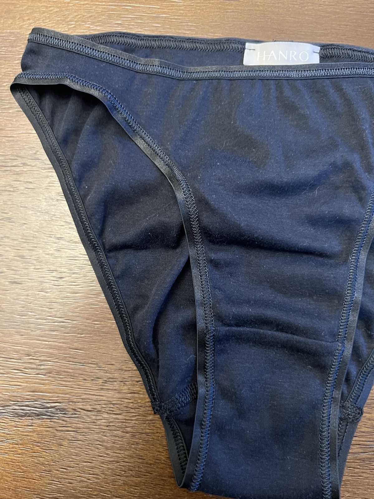 Hanro Cotton Seamless Hi Cut Briefs Black Style 1624 New Size XS, 2,4