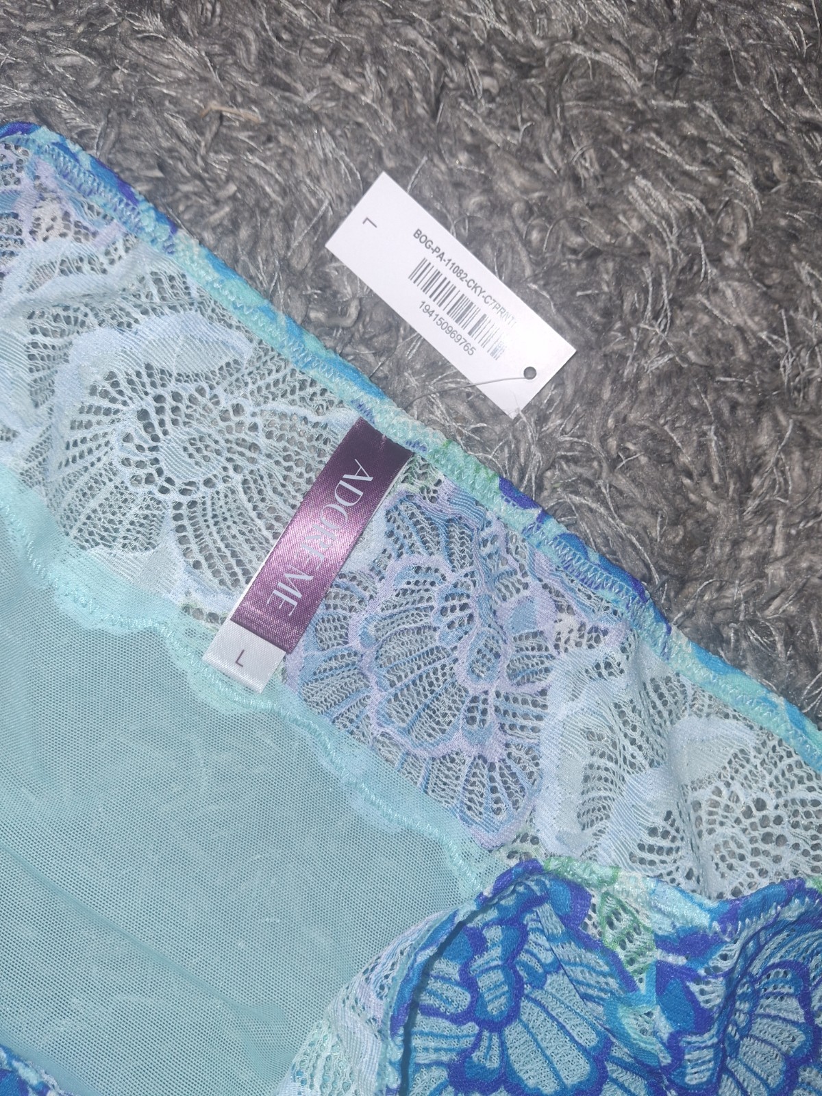 Adore Me/VS Floral Lace/mesh cheeky Panty NEW Large