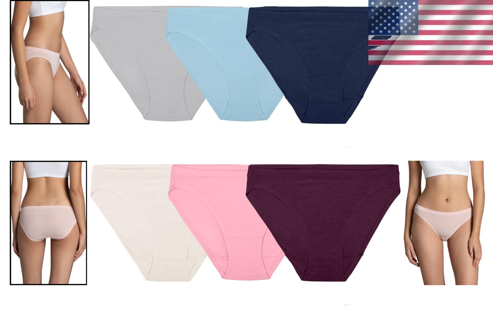 Modal Bikini Panties, Assorted Colors, 6 Pack