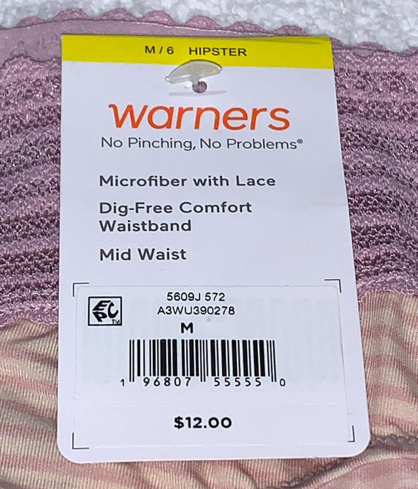 WARNERS No Pinching No Problems Lace Lilac Nude Striped Hipster Panty Womens M 6