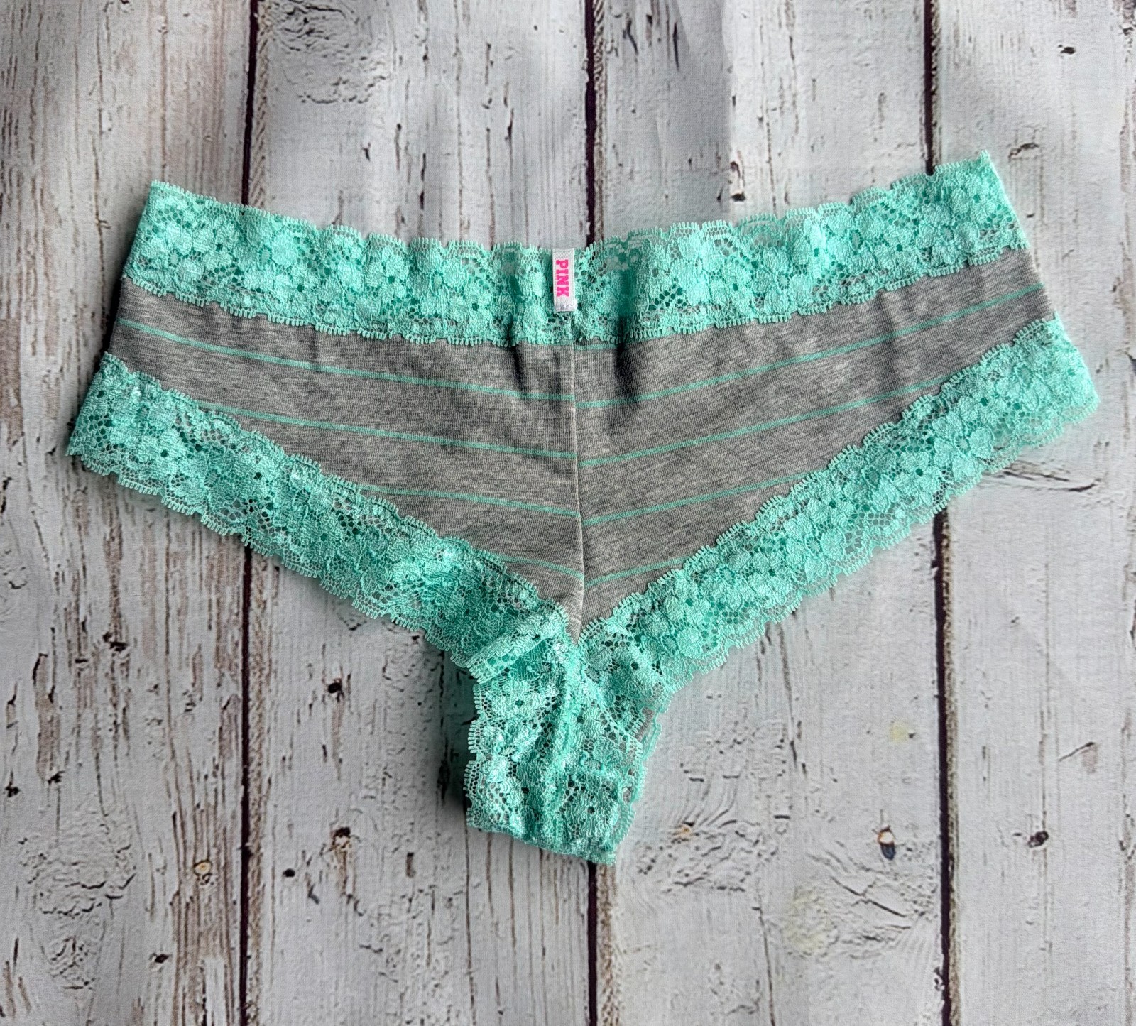 Vintage Y2K Victoria’s Secret PINK Grey/Mint Xtra Low Rise Cheeky 03.13 NWT VHTF