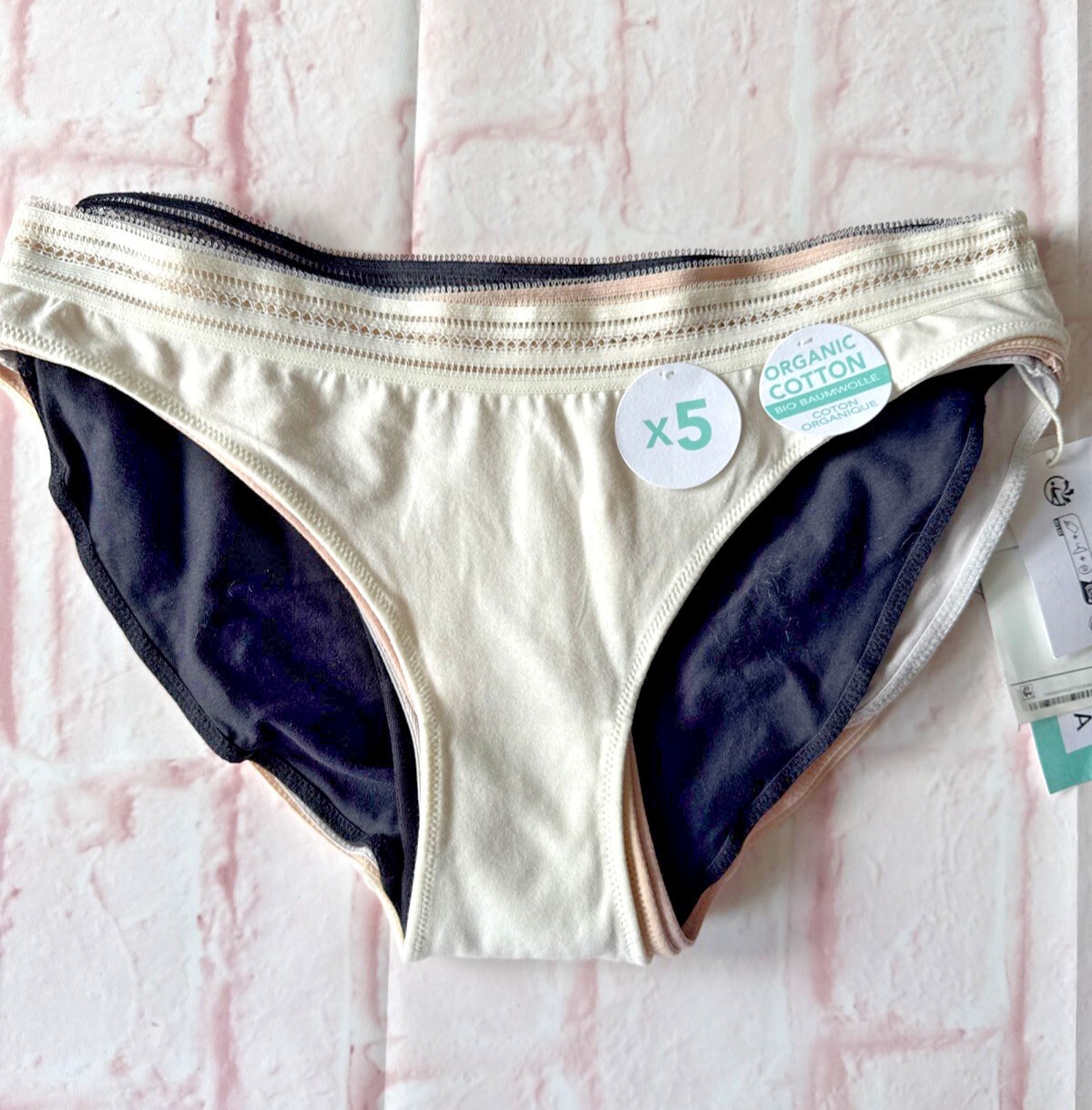 Dorina Organic Cotton Brief Panties Bundle 5 Pk Black Beige Gray Neutral