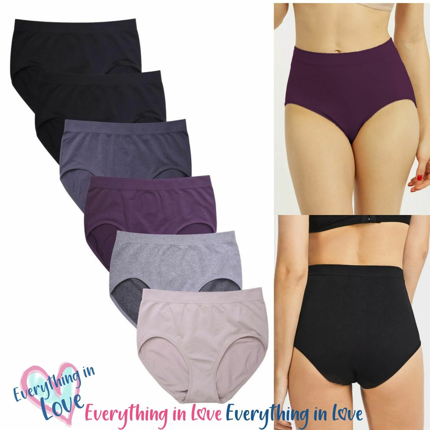 6 12 Pack Women Seamless High Rise Full Coverage Nylon Panty Underwear One Size