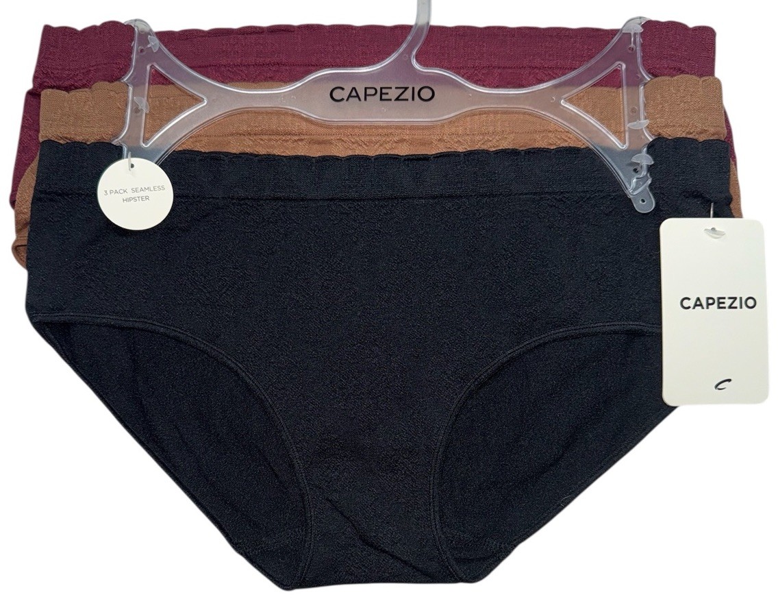 CAPEZIO Women’s 3-Pack LOGO Seamless Hipster Floral Panties Nylon Blend Size M