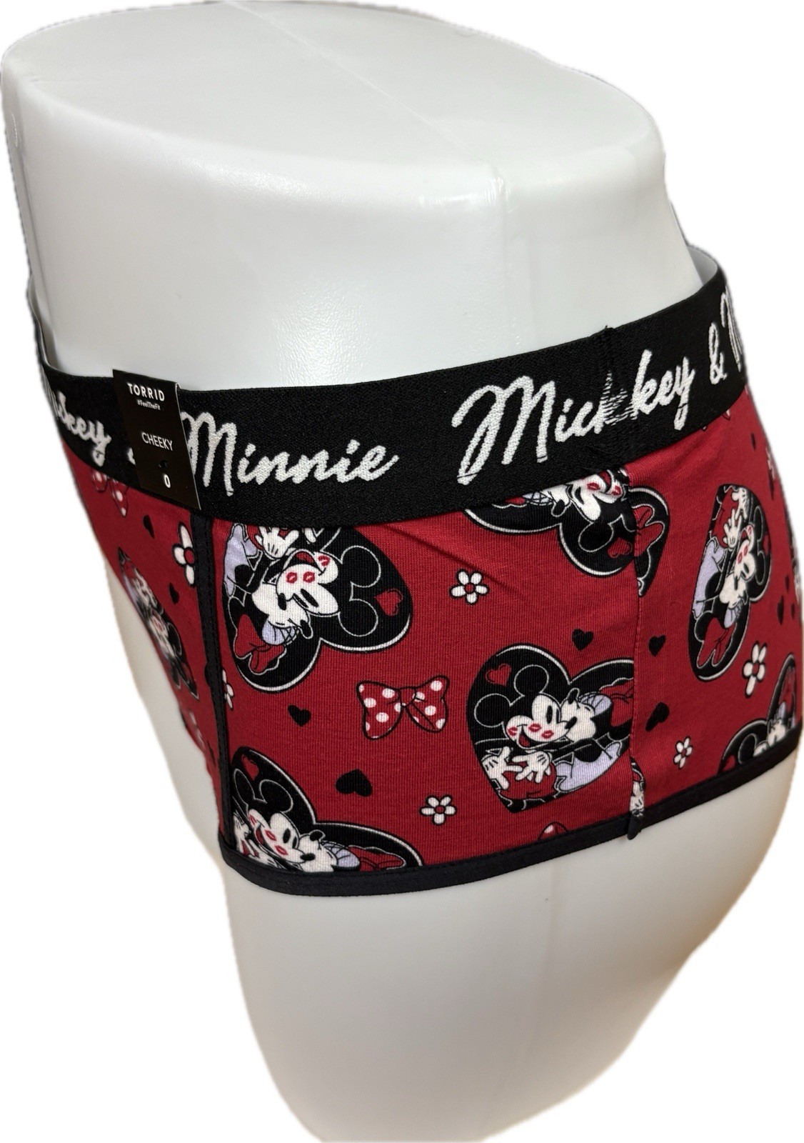 Disney +2 Logo Red/Black Mickey & Minnie Mouse Heart Graphic Cheeky Panties