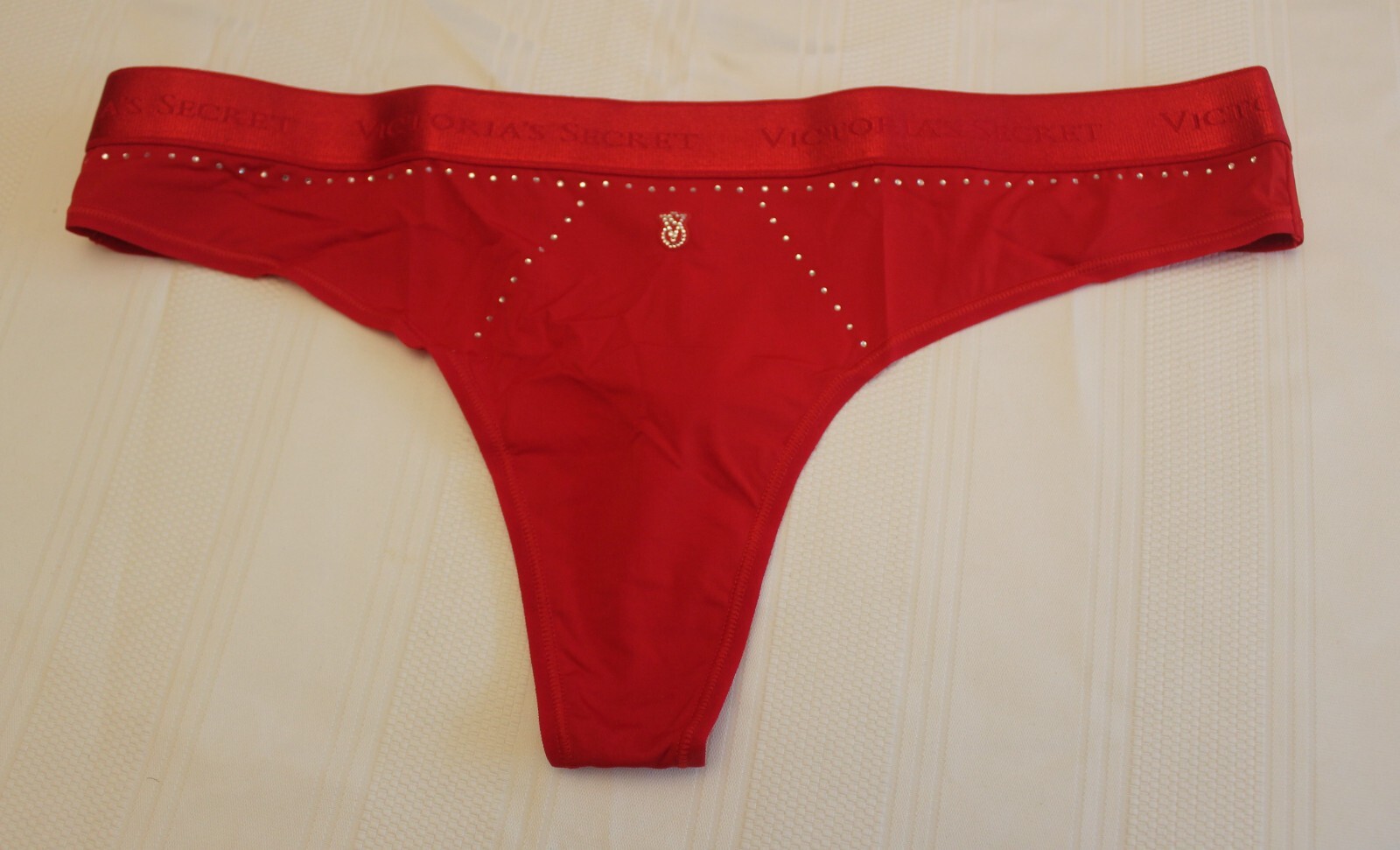 Victoria’s Secret Logo Micro Shine Thong Panty – XL – Lipstick Red