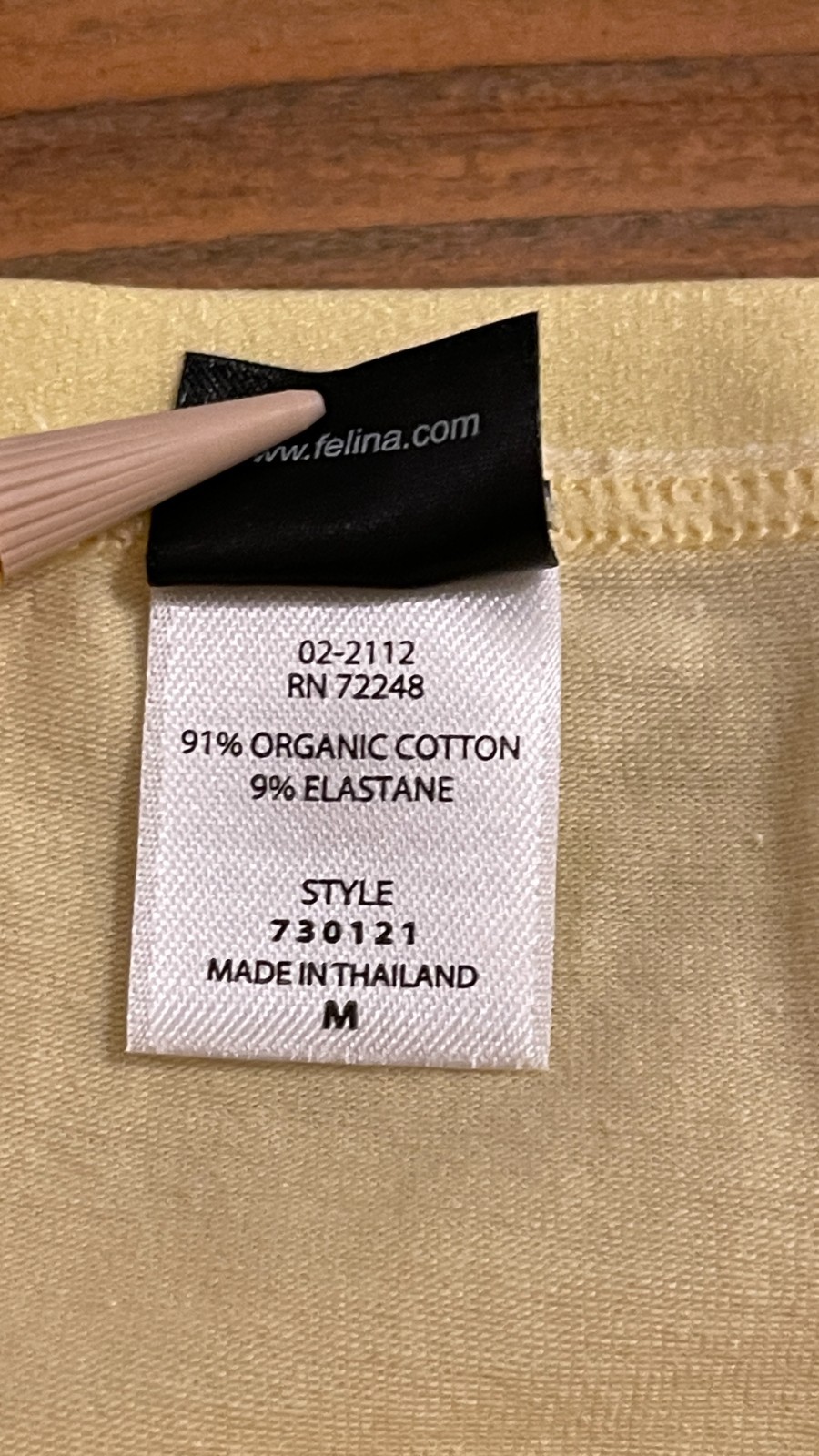 Felina Organic Cotton Stretch Hipster Pantie, NIB, Yellow, Tan