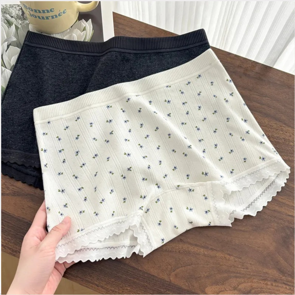 Women’s Boyshort Panties 3 Pack Seamless Soft Breathable Mid Rise Lace Trim No