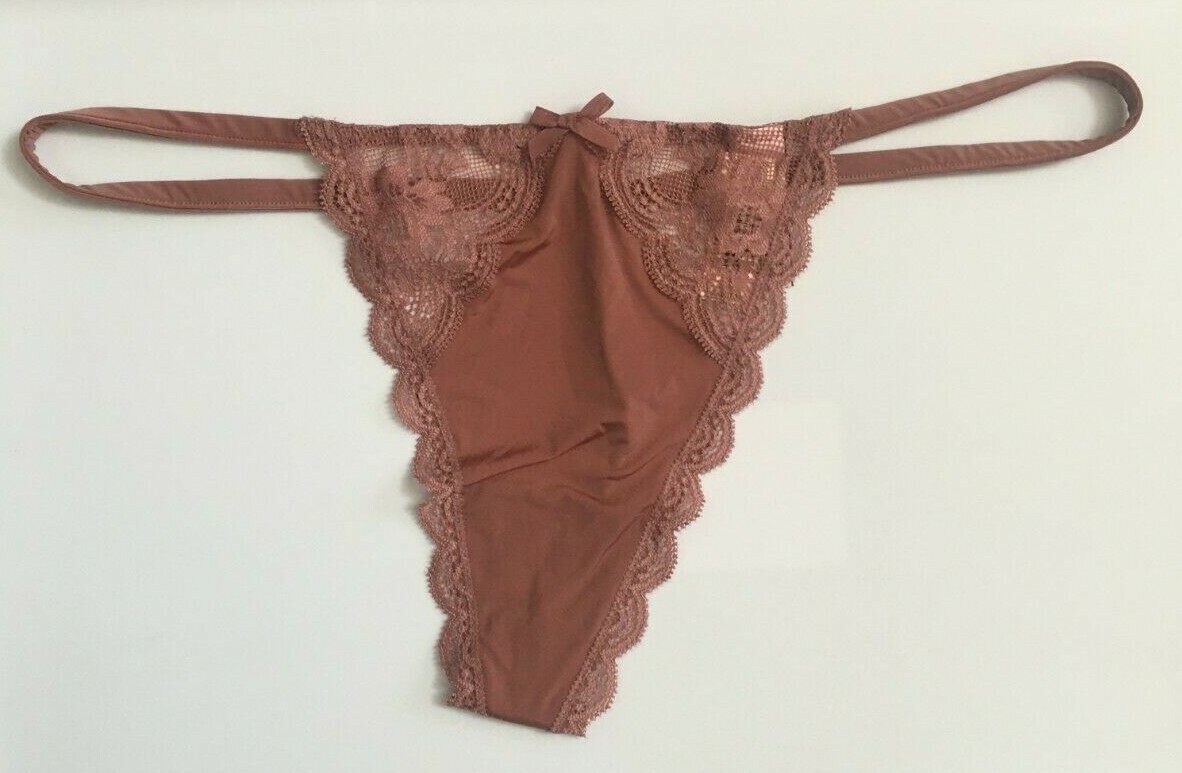 Victorias Secret Dream Angels Vintage Rose Pink V-String Thong Panties XL Silky