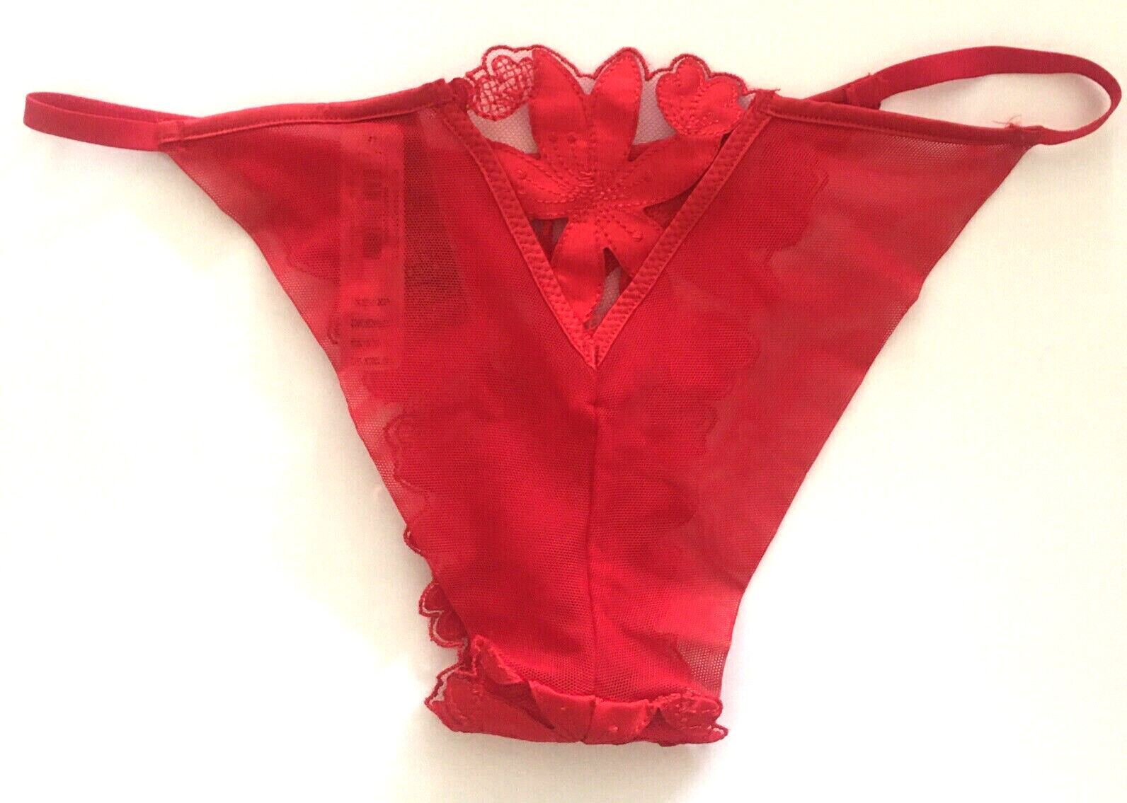 Victorias Secret Very Sexy Lipstick Red Floral Embroidery Brazilian Panties XS