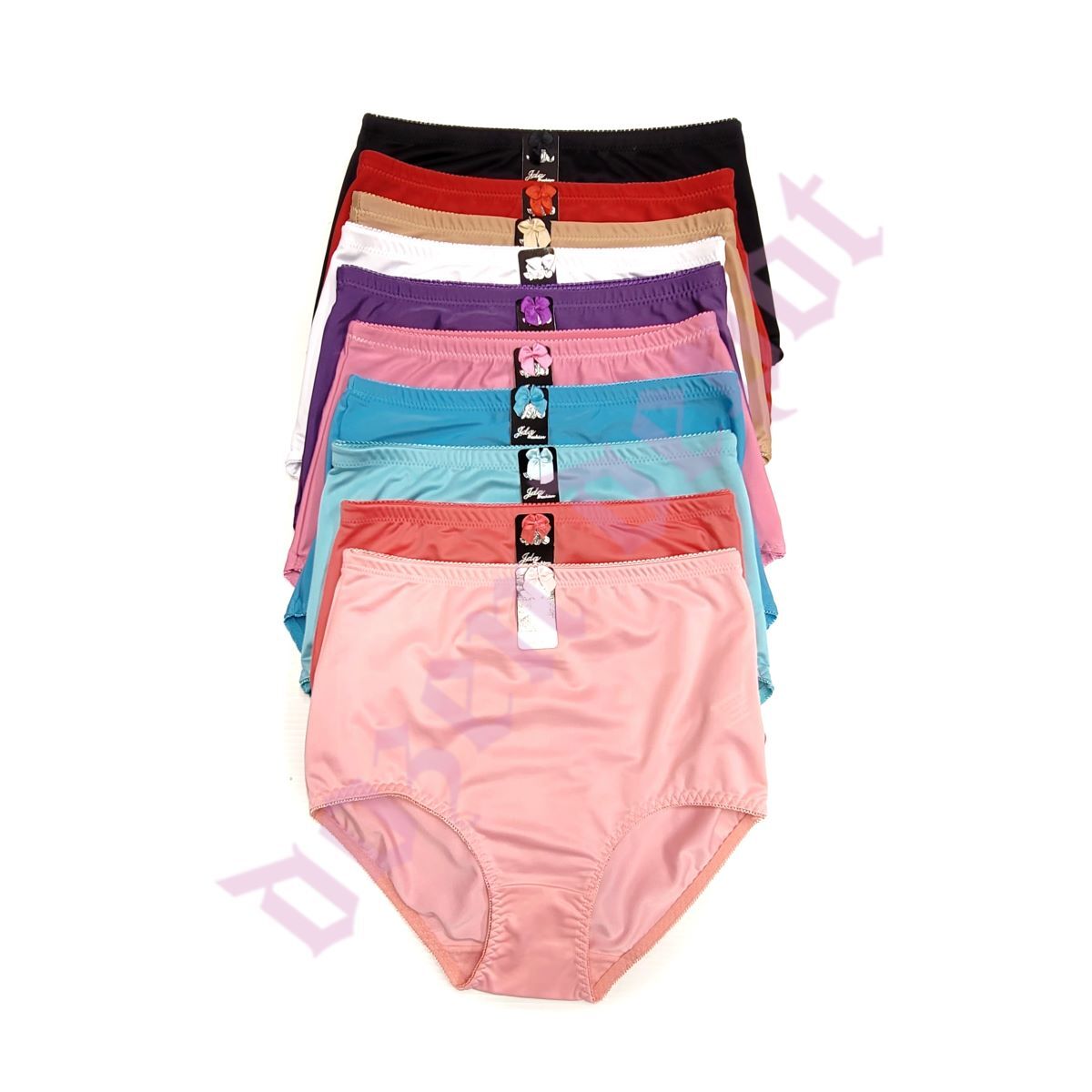 Lot 6 Full Coverage High Waist Very Light Tummy Control Satin Girdle Panties