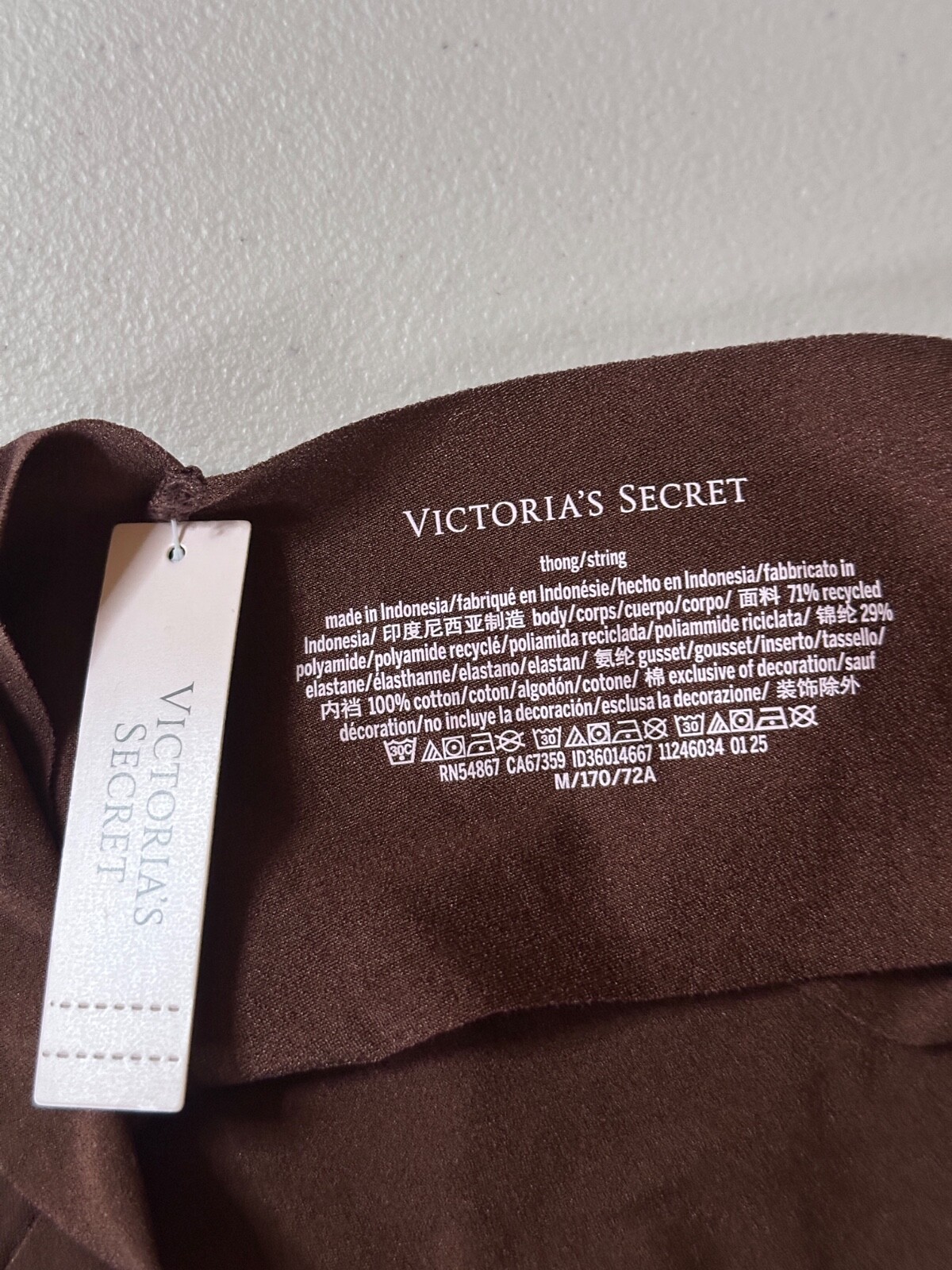 New Victorias Secret Panties Large Brown No Show Thong / String Seamless
