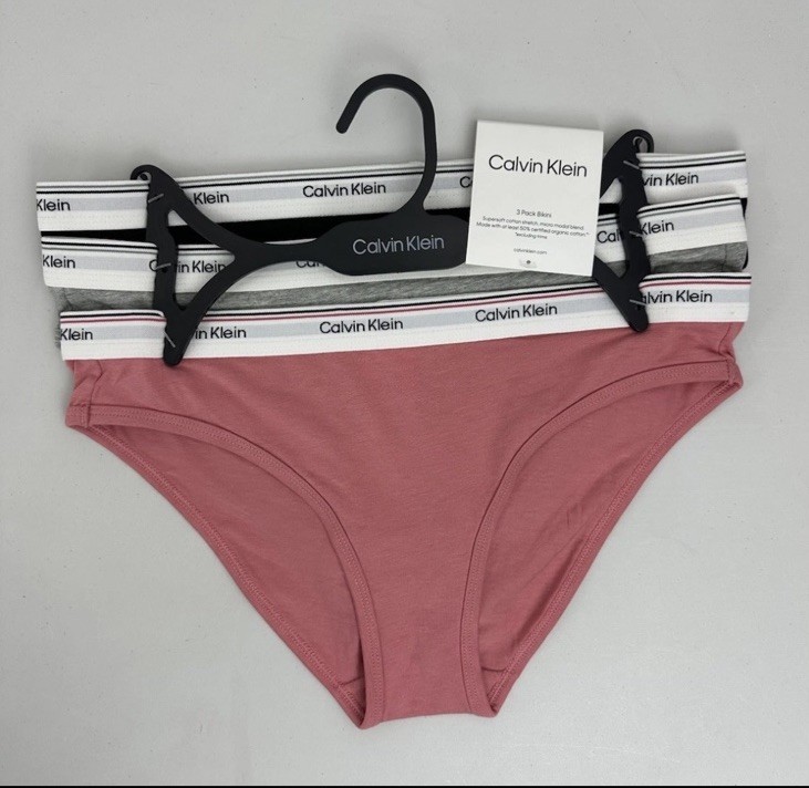 Calvin Klein Bikini 3 Pack Underwear Women’s S Solid Pink Grey Black White Waist
