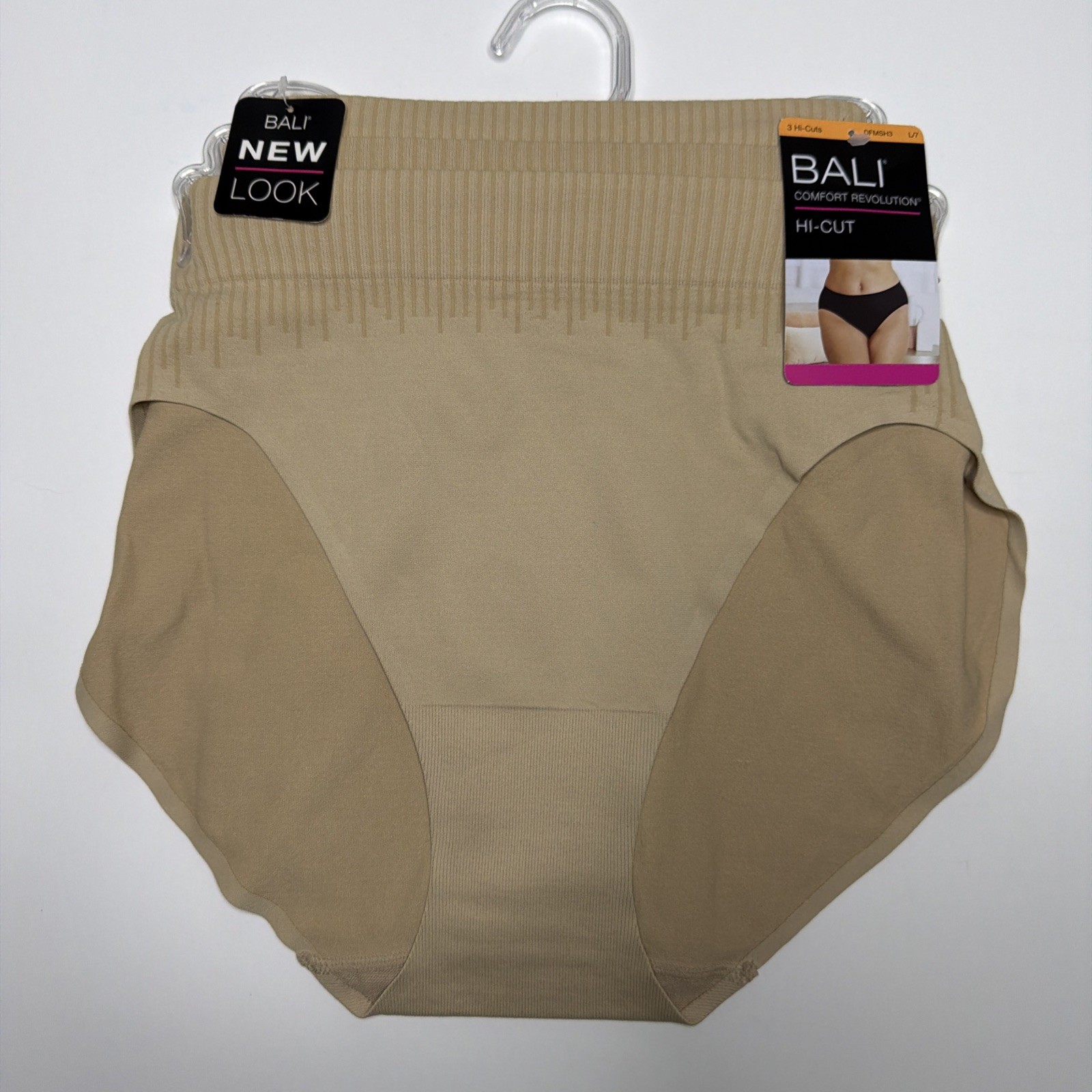 Bali Comfort Revolution Modern Seamless HI-CUT Panties 3 Pk DFMSH3 Tan L/7 NEW