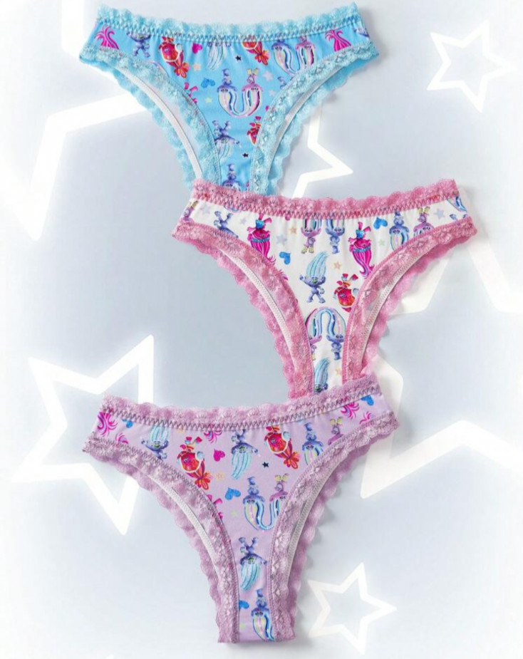 Women’s Teens SHEIN Trolls Cute Mid-Rise Lace Trim Cheeky Panties L 3 pack