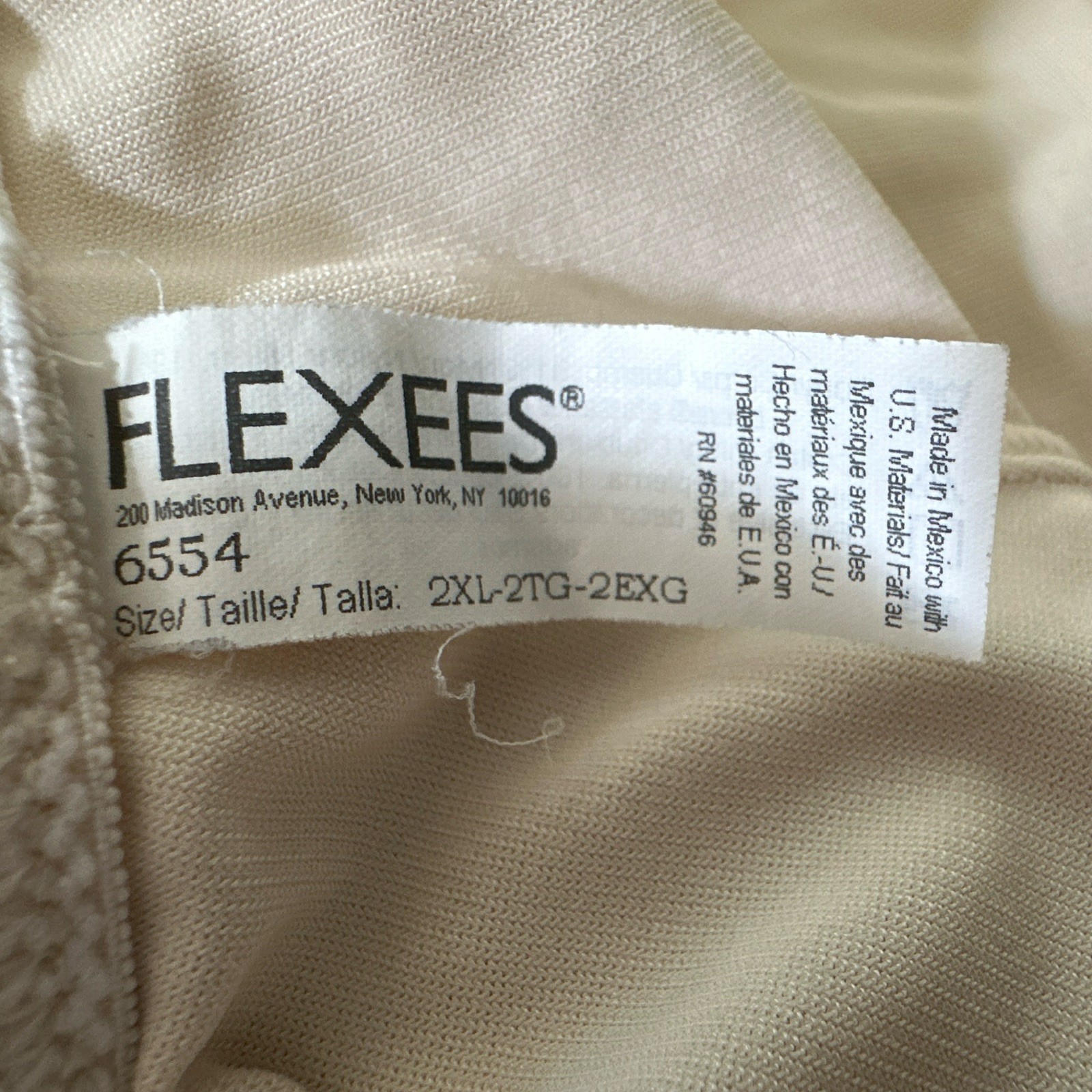 Flexees Seamless Shapewear Brief Panties Beige 2XL Nylon/Spandex 6554