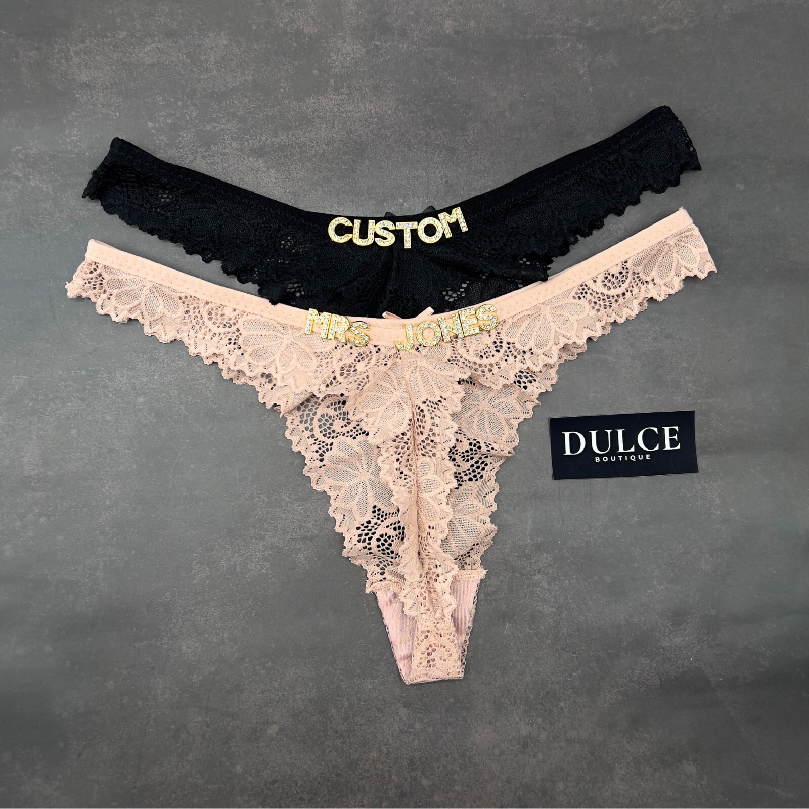 Custom Name Thong Sexy Panties With Crystal Letter Lingerie Custom Underwear