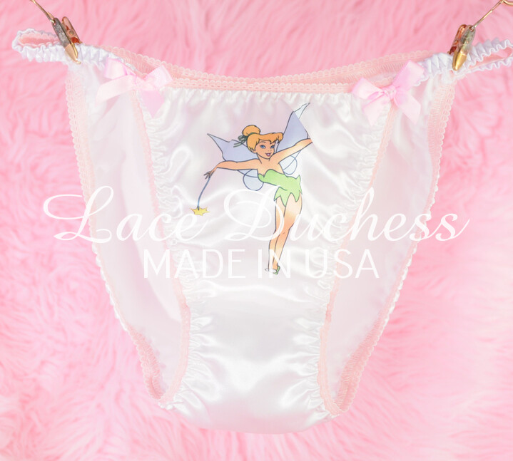 VTG 80s sissy SATIN Fairy Princess Classic Sissy White string bikini Panties