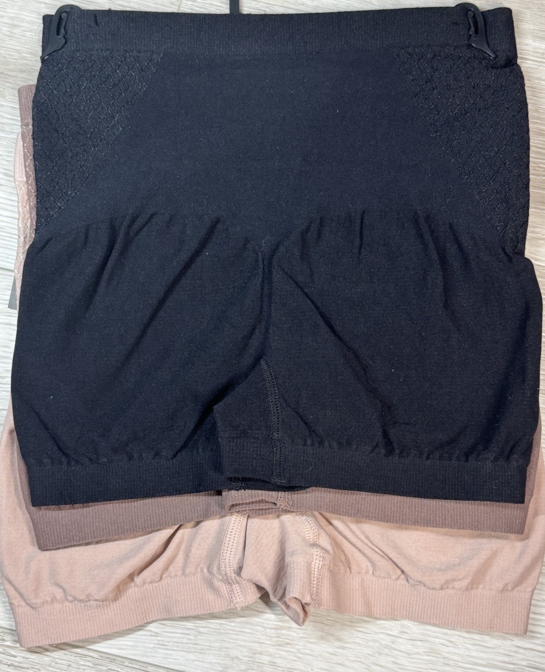 MARILYN MONROE Women Size L 3-Pack SEAMLESS FIRM SHAPER SHORTS Nude Brown Black