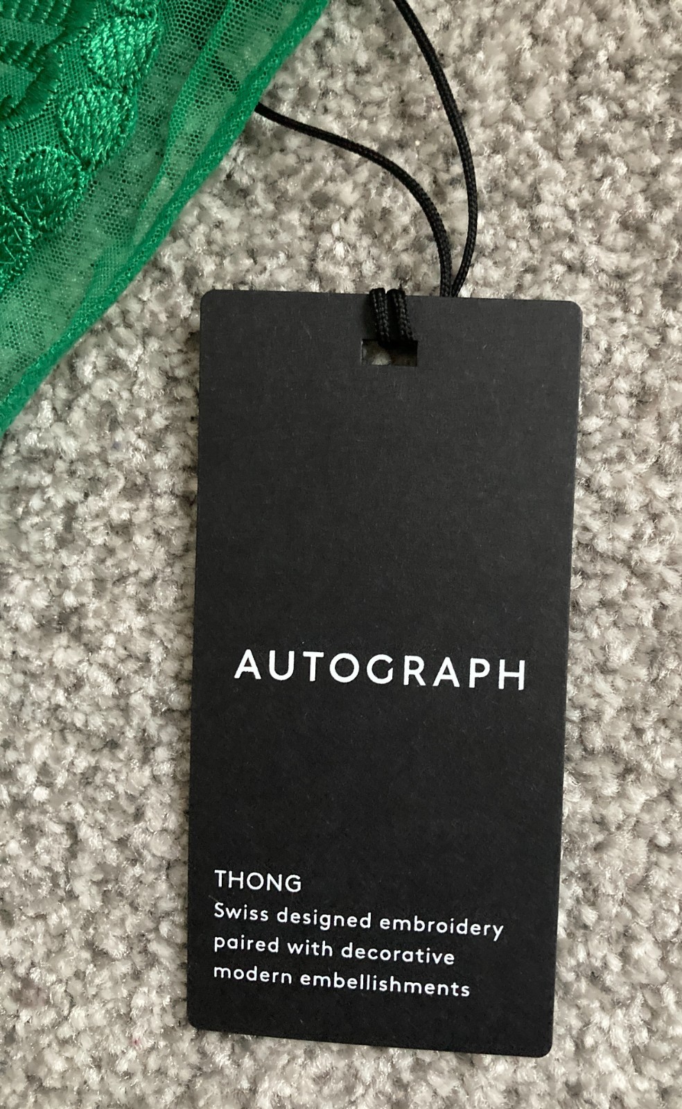 BNWT M&S AUTOGRAPH Bright Green Leon Embroidery Thong Size 18