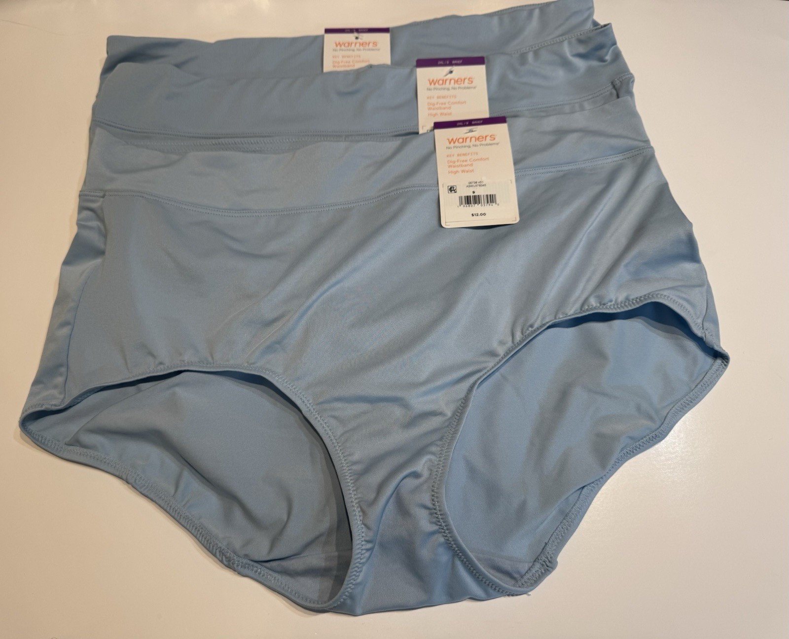 NWT Warner’s No Pinching, No Problems Brief Panties 05738 3 Pairs 2XL 9 Blue