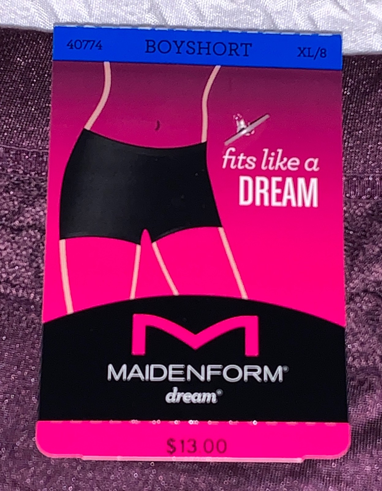 MAIDENFORM Dream Microfiber Quartz Purple Lace Inset Boyshort Panty Womens XL 8