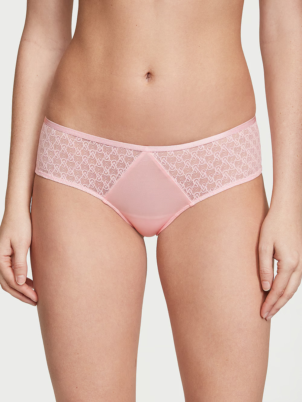 XXL Pink Blossom Satiny Insert LOGO Lace Very Sexy Cheeky Victorias Secret Panty