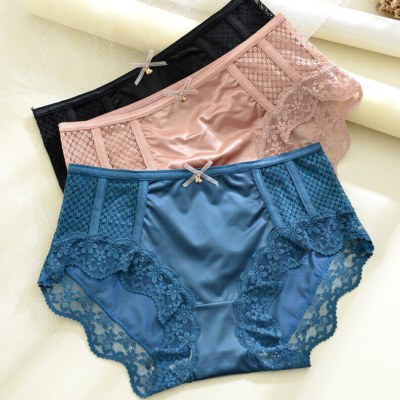 1/6 Pack Lot Womens Seamless Silky Satin Panties Briefs Underwear Lady Lingeries