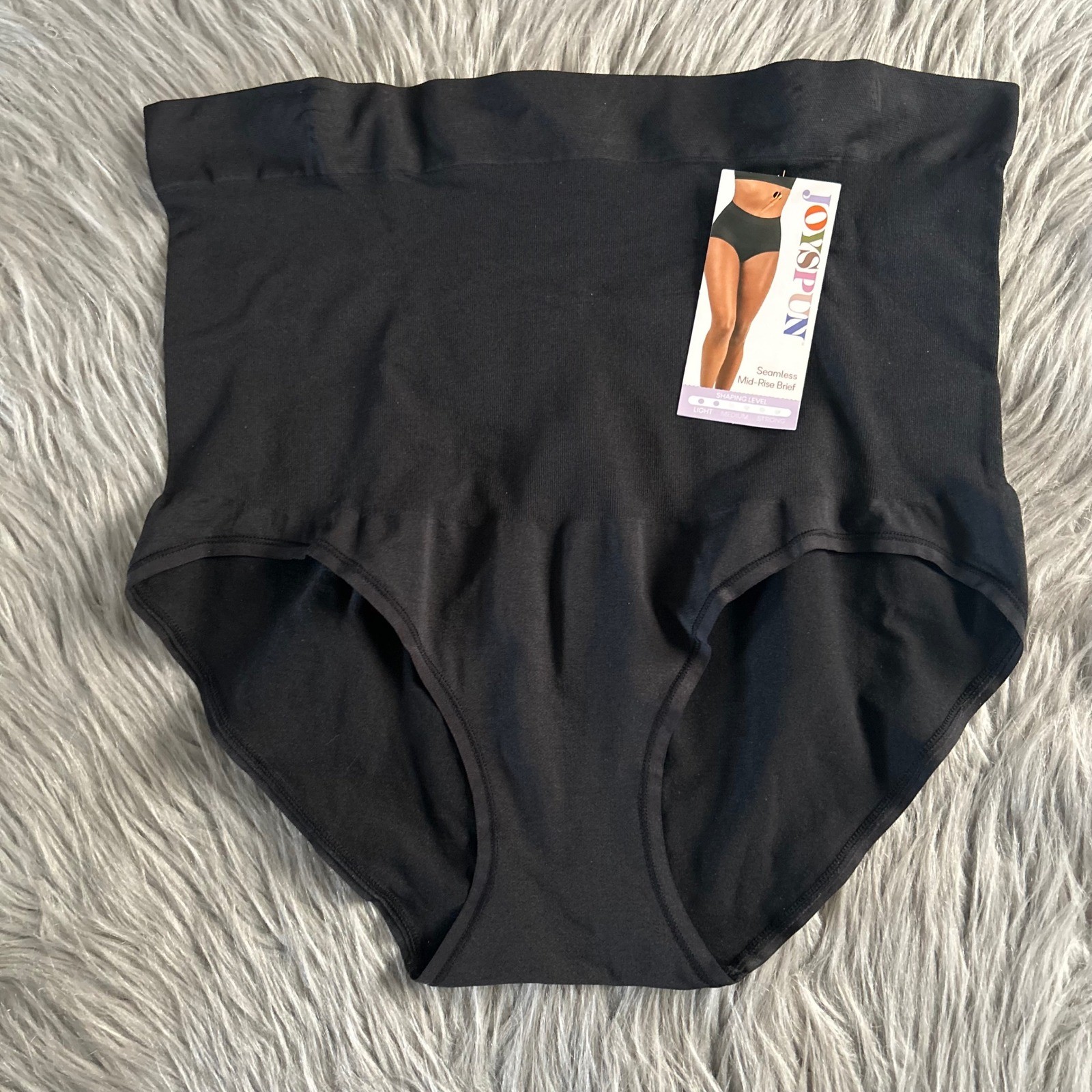 Joyspun Seamless Mid-Rise Brief Womens Size XXXL (22) Black Shapewear Shaping