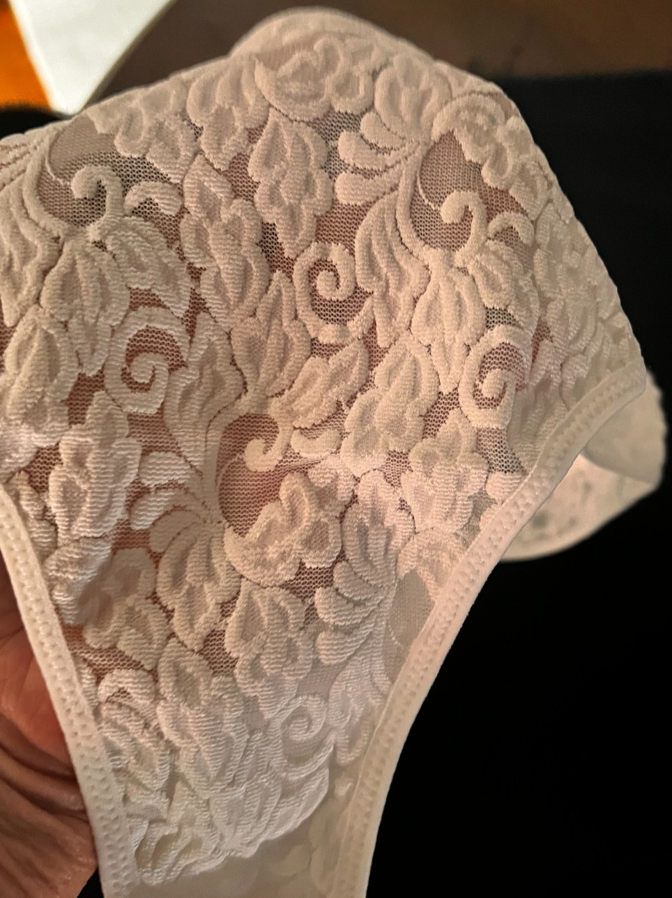 NEW Victoria’s Secret High Cut Thong Panty Size L Sheer Lace Nylon Spandex