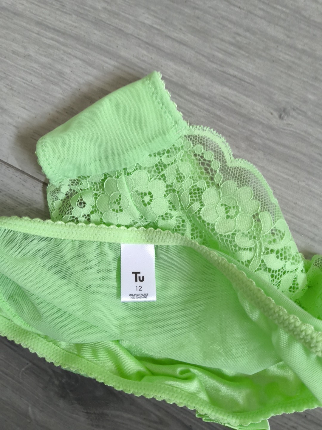 BNWOT Sainsburys TU Bright Green Lace Trim Briefs Size 12