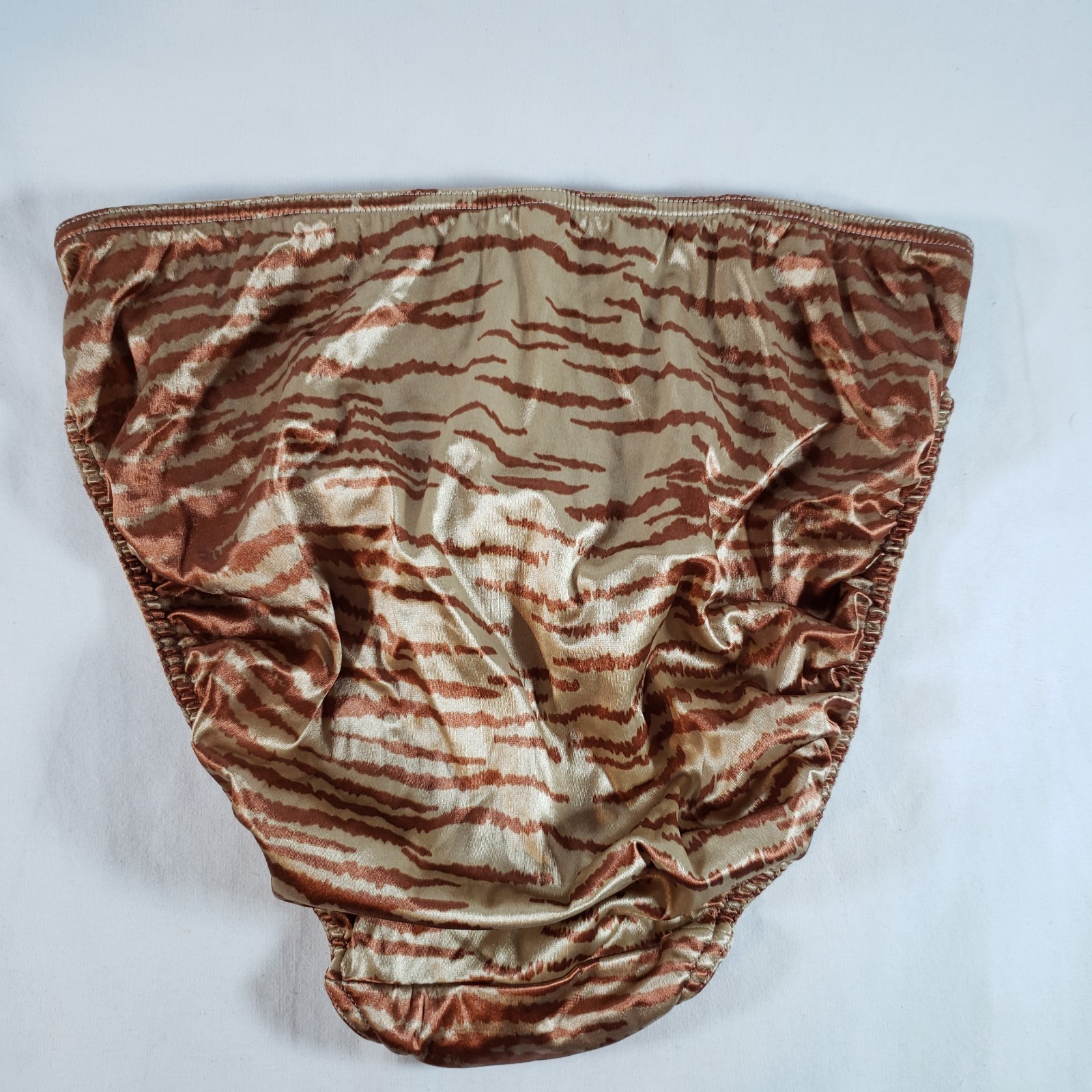 Victoria’s Secret Second Skin Satin Bikini Large Gold Orange Tiger NWT