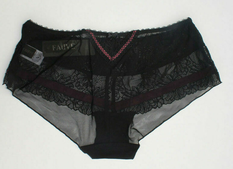 Fauve Mia Black Boyshorts Floral embroidery shorty briefs knickers pants womens