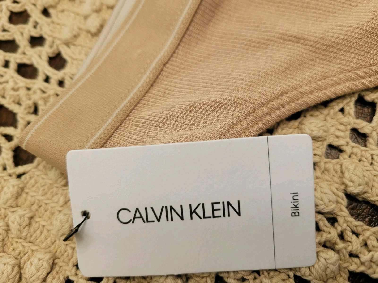 CALVIN KLEIN LOGO Pure Ribbed Modal Nude Cheeky Bikini Panty XL nwt $20.00