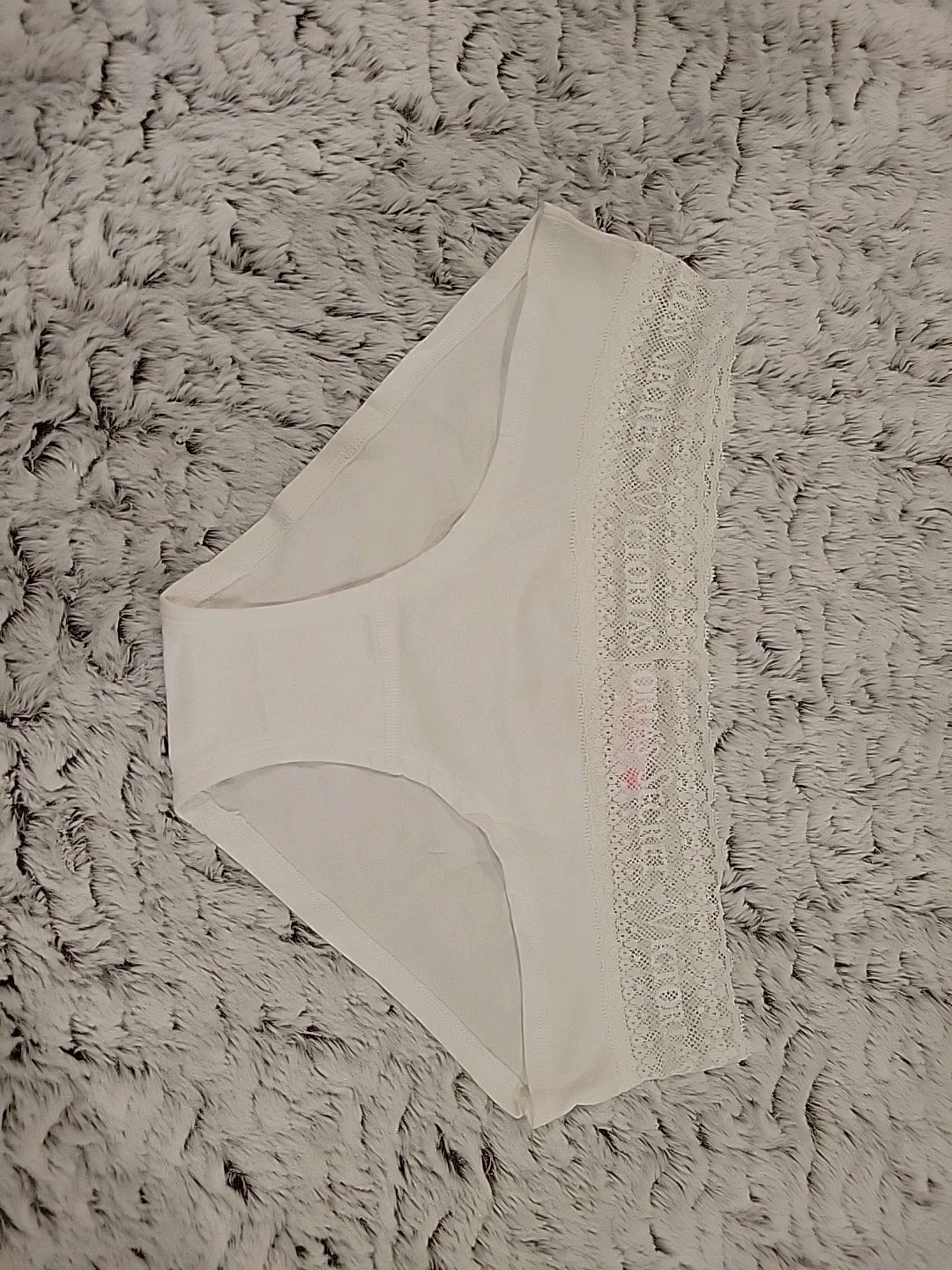 Victoria’s Secret White Cotton Panties with White Lace Trim M NWT