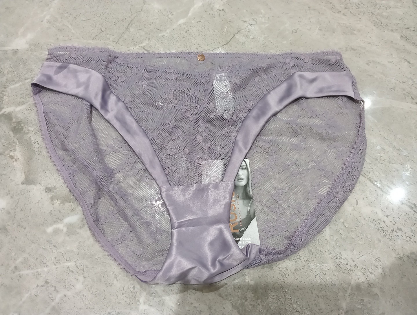M&S Rosie Rosa French Lace & Satin High Leg Knickers Size 10 VIOLET STORM