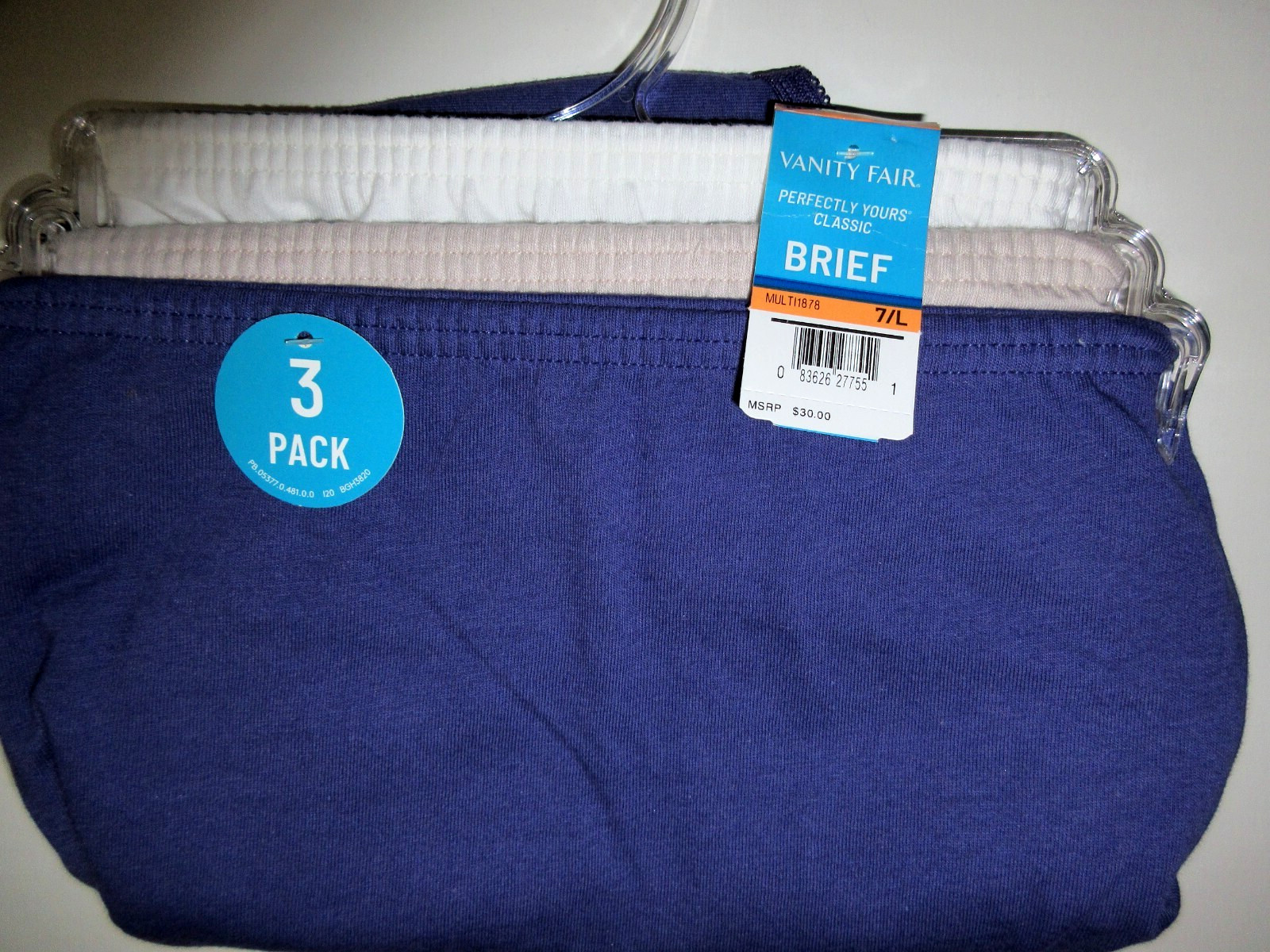 Vanity Fair 3-Pair BRIEF Perfectly Yours Classic 15320 Cotton women ~ 7/L $30