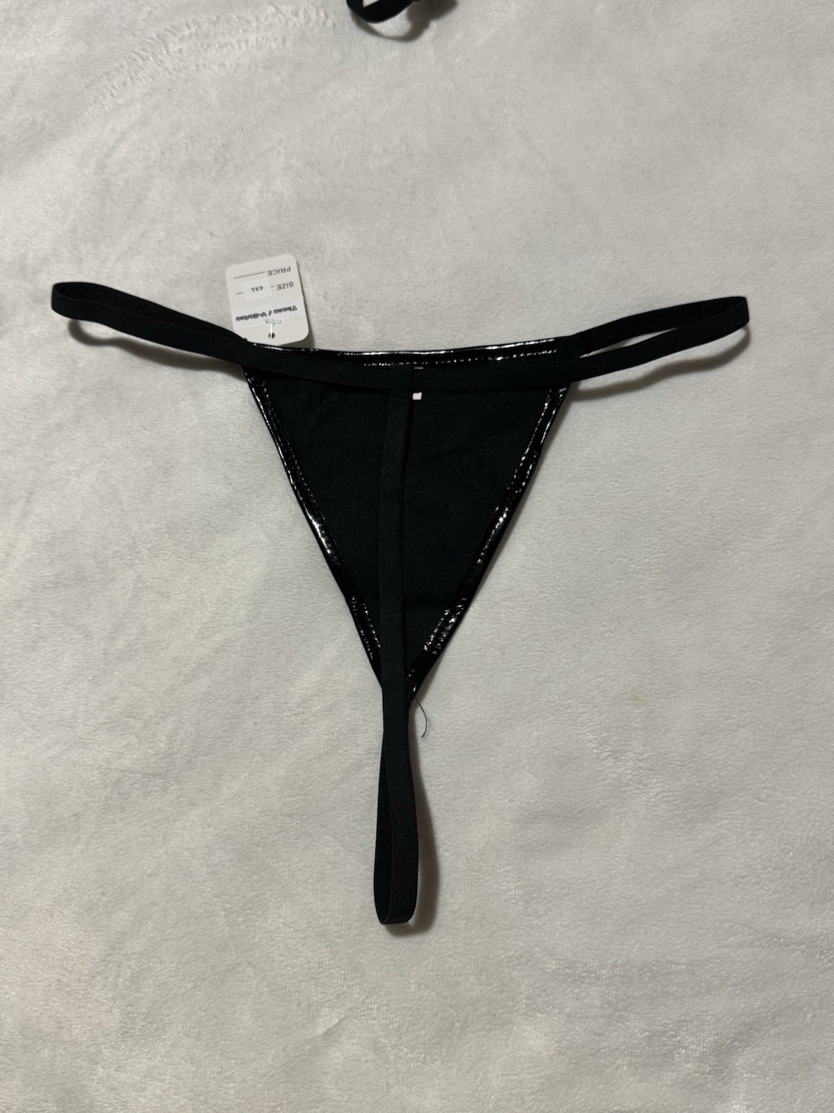 New Women’s Black Faux Leather G-String Thong – Shiny Patent Lingerie XS 4XL 6XL