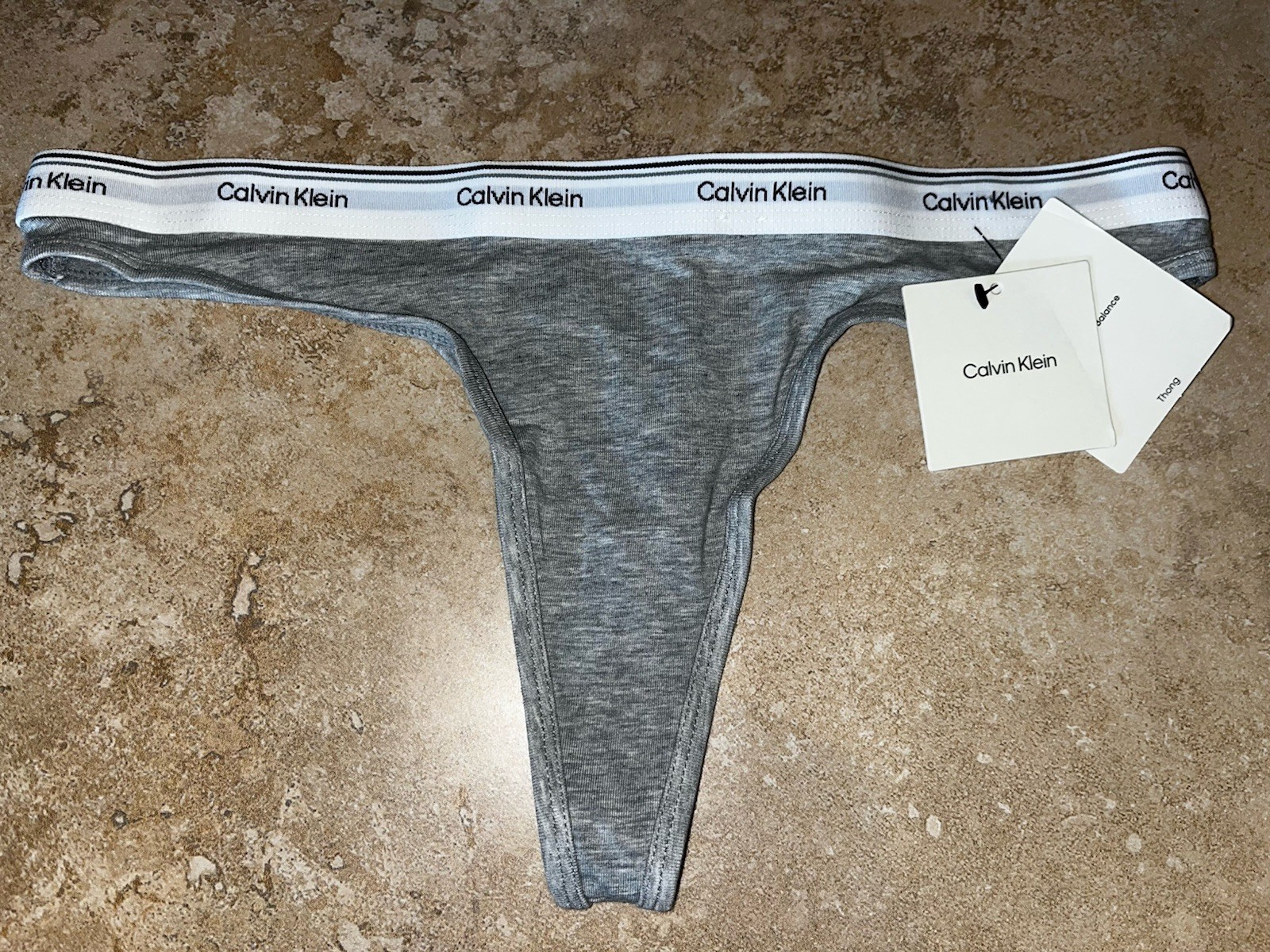 NWT Calvin Klein Gray Cotton Modal Balance Thong Panty Medium QP3274